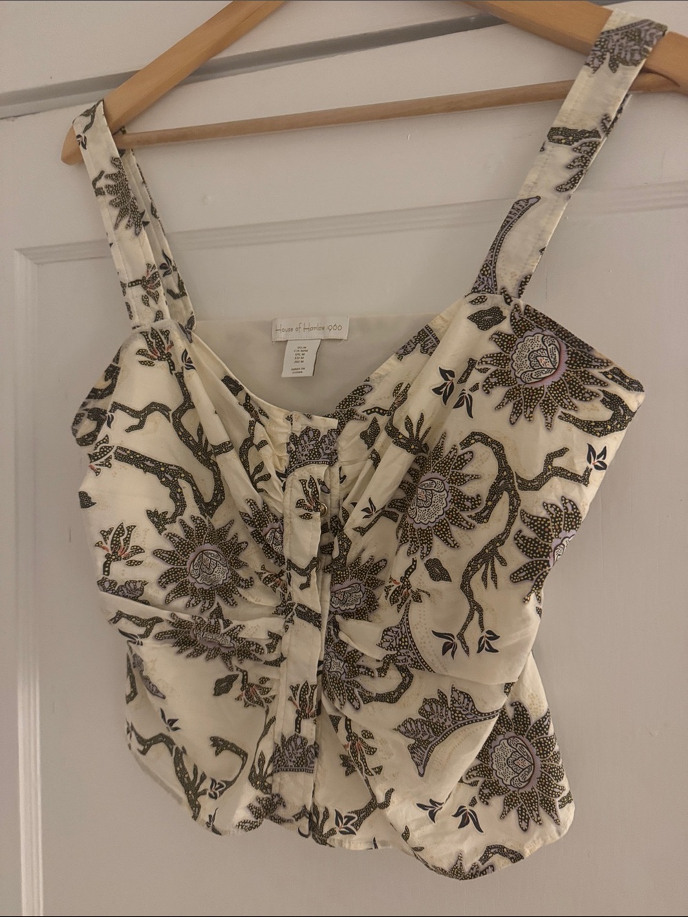 House of Harlow 1960 Cream Floral Snap Front  Camisole